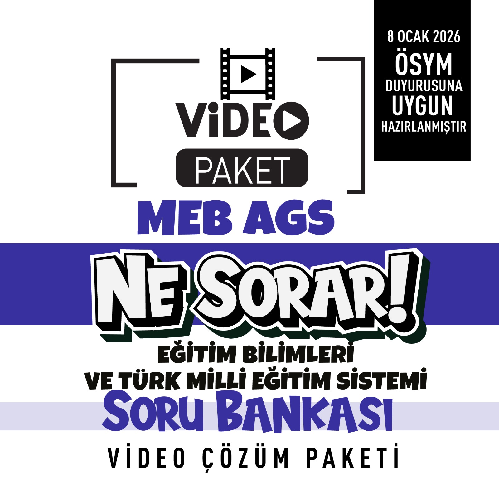 2026 Meb Ags Eğitim Bilimleri ve Türk Milli Eğitim Sistemi Ne Sorar Soru Bankası Video Çözüm Paketi